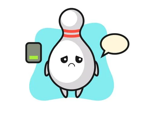 Bowling pin mascot character doing a tired gesture Stock Illustration