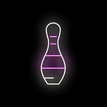 Bowling pin neon light glowing in darkness 库存插图