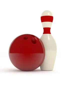 Bowling pin with a red ball Stock Illustration