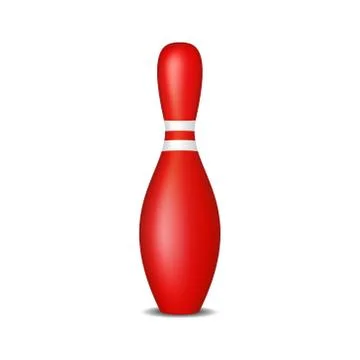 Bowling pin in red design with white stripes Stock Illustration
