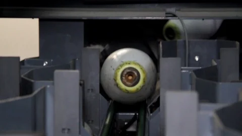 Bowling pin sorting machine closeup shot Stock Footage 123394554