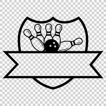 Bowling Pins And Ball With Shield Banner 스톡 일러스트