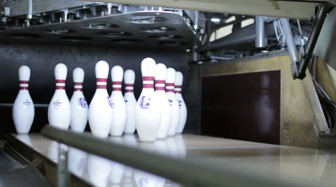 Bowling Pins collected and re-set Stock-Footage 45020522