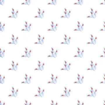 Bowling pins falling seamless pattern background Stock Illustration