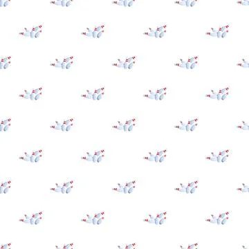 Bowling pins falling strike seamless pattern background Illustrazione stock