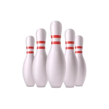 Bowling pins group of objects, realistic vector illustration isolated on white. Stock Illustration