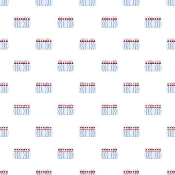 Bowling pins repeated pattern on white background Stock Illustration
