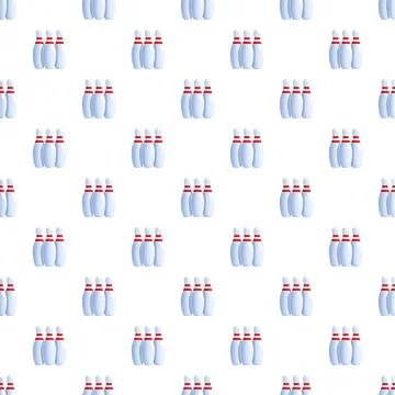 Bowling pins seamless pattern on white background イラスト素材