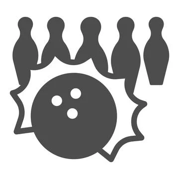 Bowling Pins solid icon, bowling concept, Bowling game sign on white background 스톡 일러스트