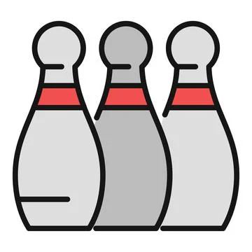 Bowling pins standing in a line icon Stock Illustration