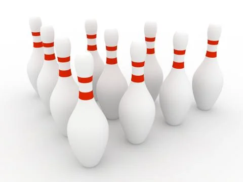Bowling pins on white background Stock Illustration