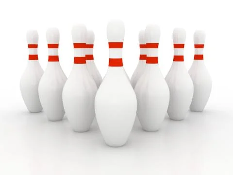 Bowling pins on white background Stock Illustration