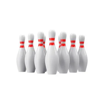 Bowling pins without shadow. 3D rendering 库存插图
