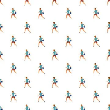 Bowling player rolling ball seamless pattern Stock Illustration