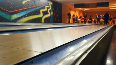 Bowling Player Throwing A Ball Down The Lane Stock Footage 344911609