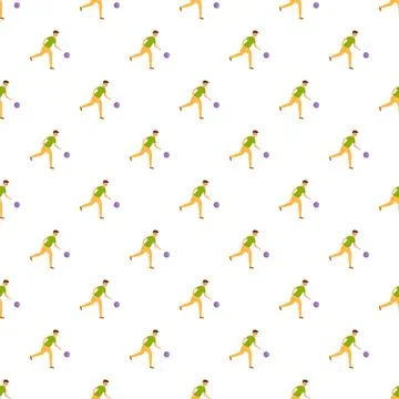 Bowling player throwing ball seamless pattern background Stock Illustration