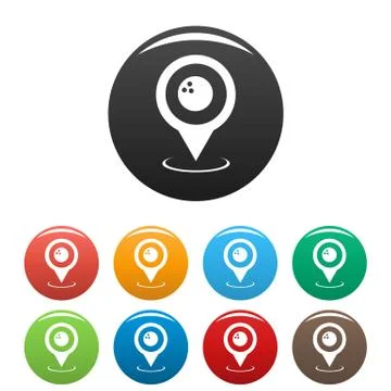 Bowling pointer icons set vector simple Illustrazione stock