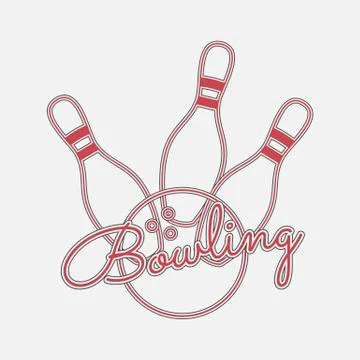 Bowling red Neon Logo Stock Illustration