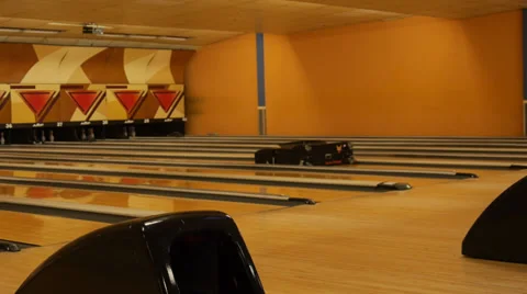 Bowling robotic lane cleaning machine  robot cleaner 4 Stock Footage 27780469