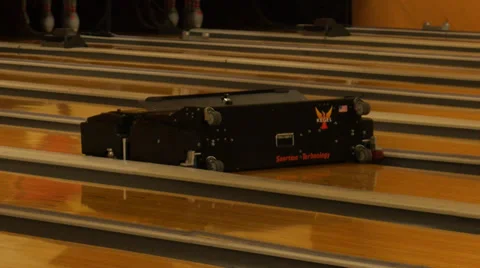 Bowling robotic lane cleaning machine  robot cleaner 2 Stock Footage 27784165