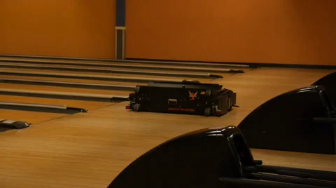 Bowling robotic lane cleaning machine robot cleaner Stock Footage 27787487