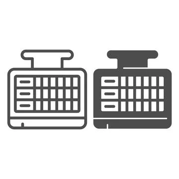 Bowling score screen line and solid icon, bowling concept, sport tournament Illustrazione stock