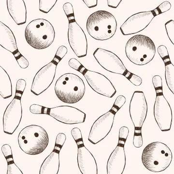 Bowling seamless pattern Stock Illustration