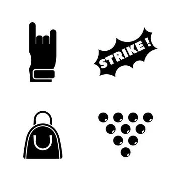 Bowling. Simple Related Vector Icons Stock Illustration