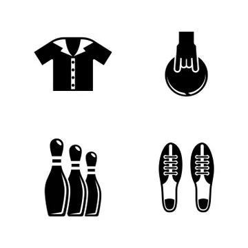 Bowling. Simple Related Vector Icons Stock Illustration