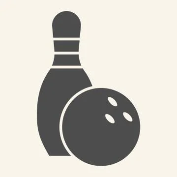 Bowling solid icon. Bowling pin and ball glyph style pictogram on beige Illustrazione stock
