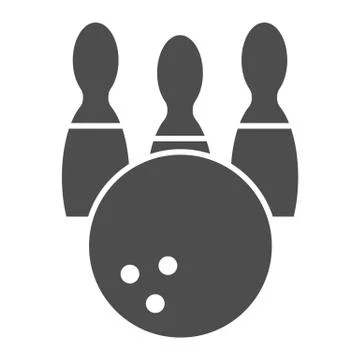 Bowling solid icon. Game vector illustration isolated on white. Bowling pins and Stock Illustration