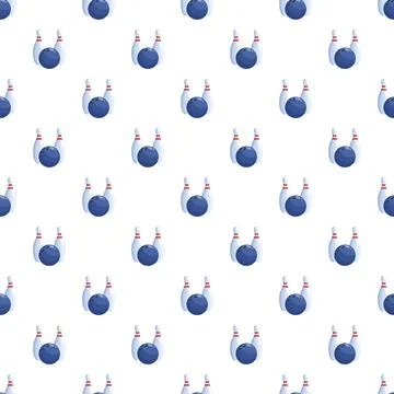 Bowling sport game pattern with ball and pins Stock Illustration