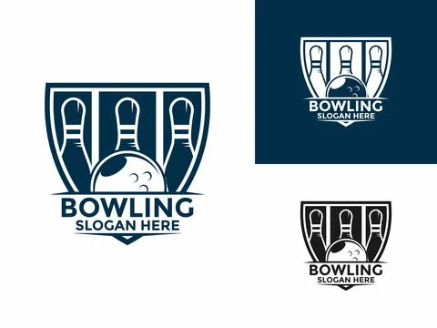 Bowling sports logo vector , Creative Bowling logo design template Stock Illustration