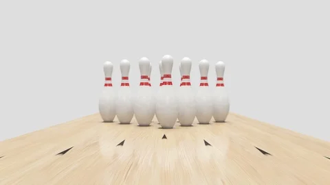 Bowling Strike with Alpha Channel Stock Footage 95973124