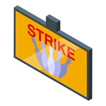 Bowling strike displayed on a digital screen showing all pins knocked down Stock Illustration