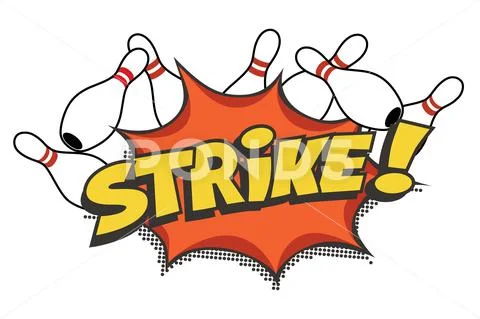 Bowling strike pop art design on white background Stock Illustration