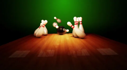 Bowling strike realistic timewarp 3d animation 스톡 동영상 30488186