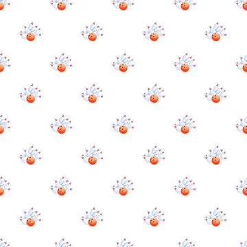 Bowling strike seamless pattern design with orange ball Illustrazione stock