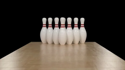 Bowling Strike in slow motion on alpha channel Stock Footage 129255079