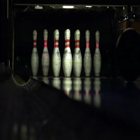 Bowling Strike in Slow Motion. Bowling Ball crashing into the Pins Stock Footage 69435964