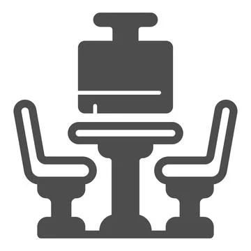 Bowling table with chairs solid icon, bowling concept, Bowling cafe interior イラスト素材