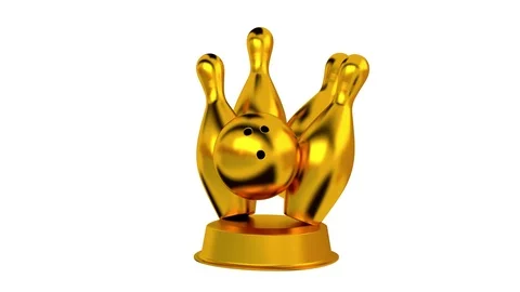 Bowling trophy in Gold with white background Stock Footage 70156120