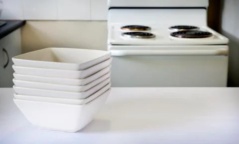 Bowls in kitchen Stock Photos