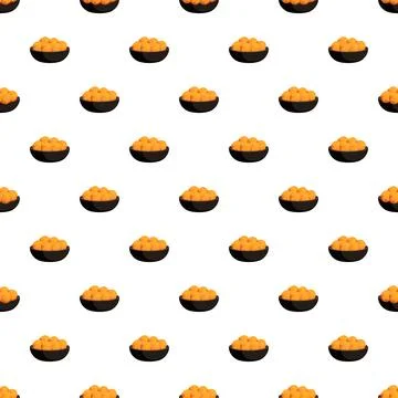 Bowls of orange fruit seamless pattern background Illustrazione stock