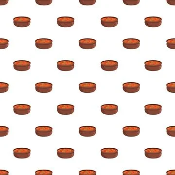 Bowls of soup creating a seamless pattern Stock Illustration