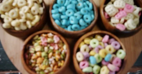 Bowls of various breakfast 4k Stock Footage 81062059