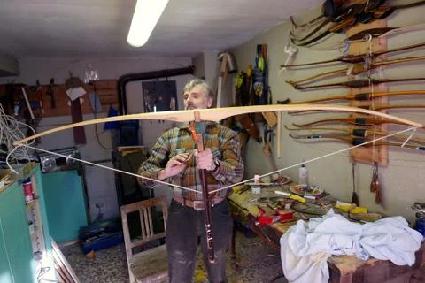 Bowmaker at work Stock Photos