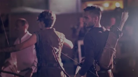 Bowmen in contest Stock Footage 45971055