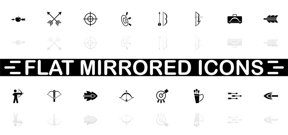 Bows and Arrows - Flat Vector Icons Stock Illustration