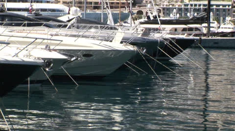 Bows of docked boats Stock Footage 22763005